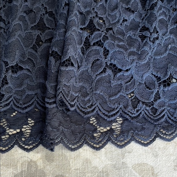 Free People are Lace Ruffled Blue Long Sleeve Blouse Scalloped Edge - Picture 4 of 16